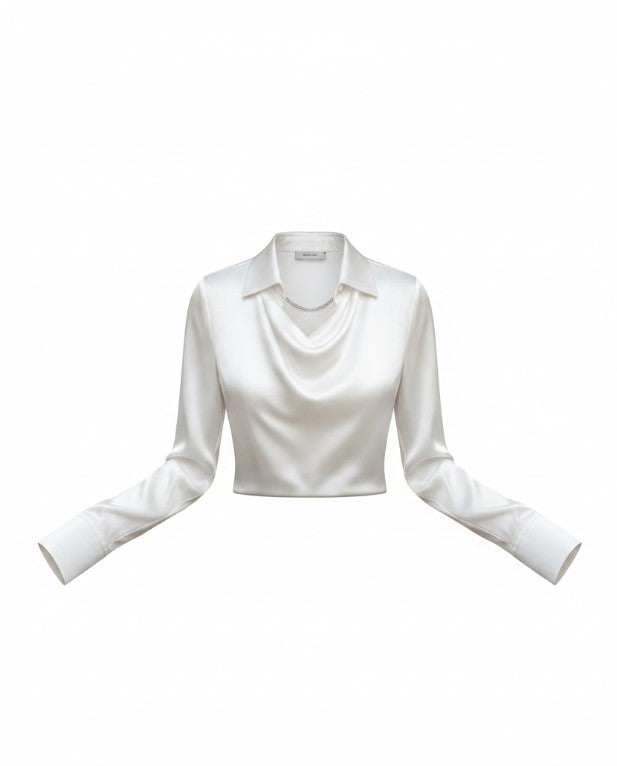 Women's Blouse – Long Sleeve Cowl Neck