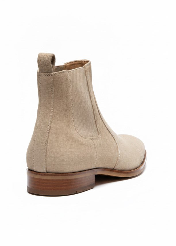 Men's Suede Ankle Boots - Square Toe Slip-On Elasticated