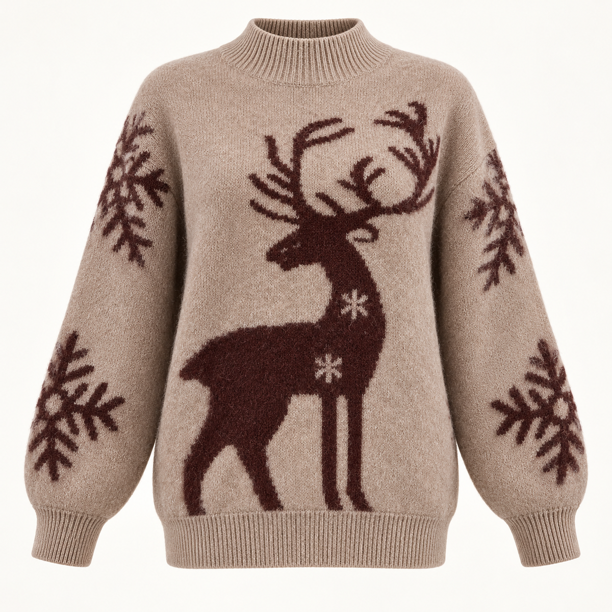 Camel high neck reindeer jumper - image 10 product-only