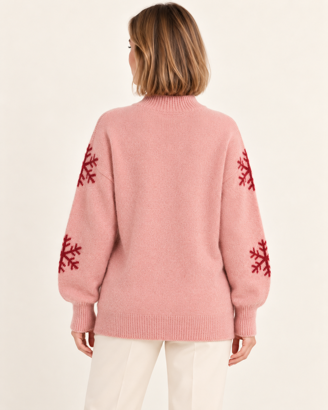 Pink high neck reindeer jumper - image 3