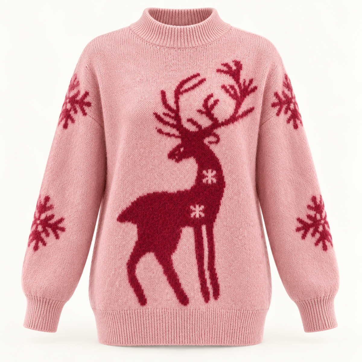 Pink high neck reindeer jumper - image 9 product-only