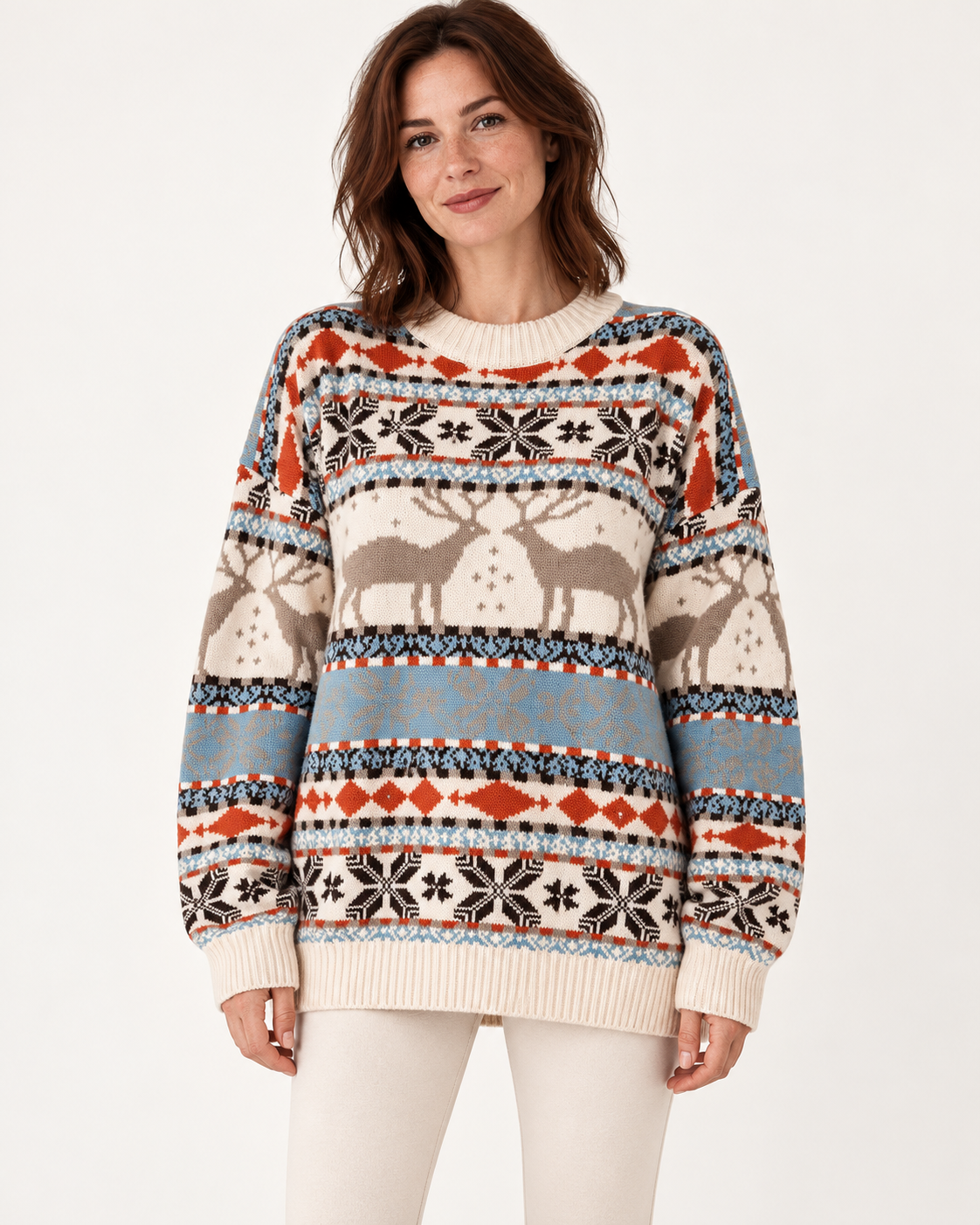 Beige oversized reindeer jumper - image 1