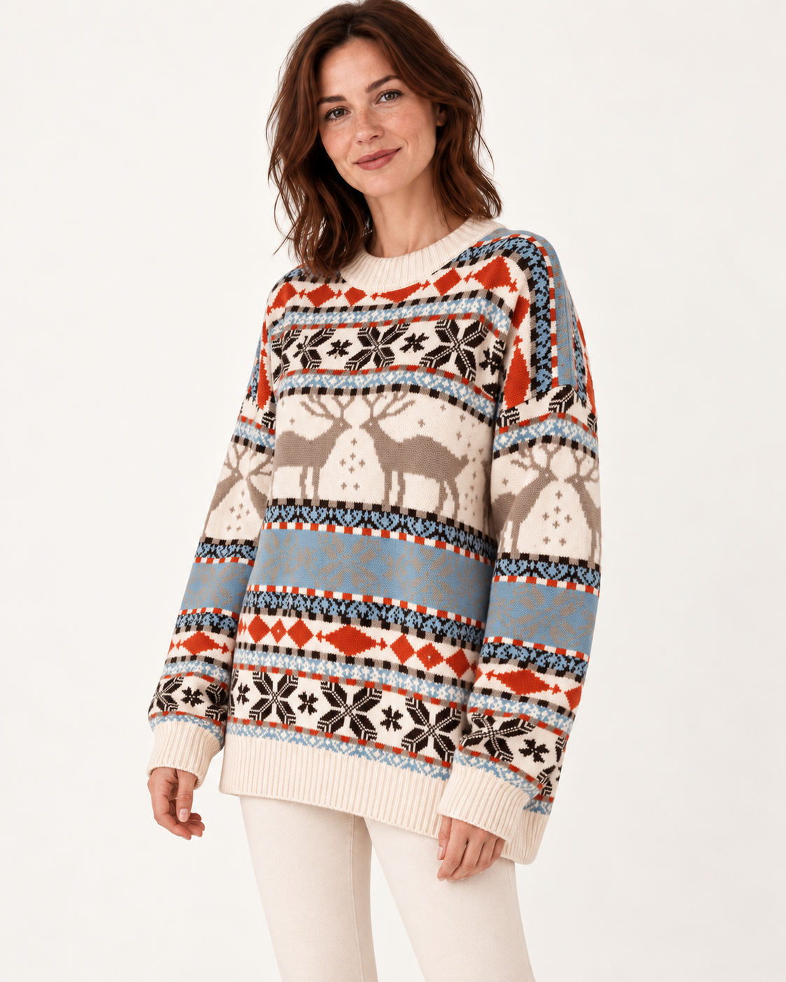 Beige oversized reindeer jumper - image 2