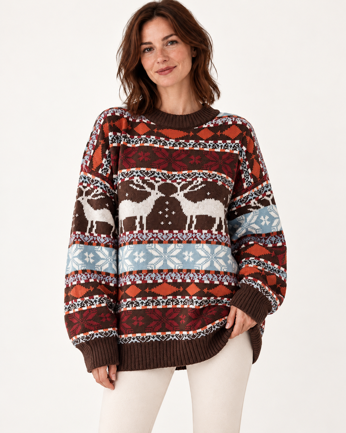 Brown oversized reindeer jumper - image 7