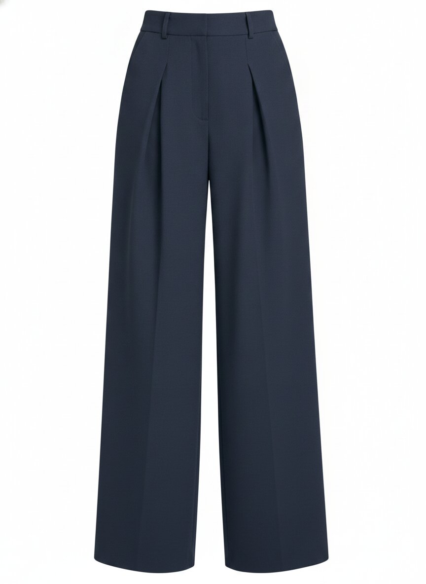Women's Wide Leg Trousers - High Waist Deep-Fold Pleats