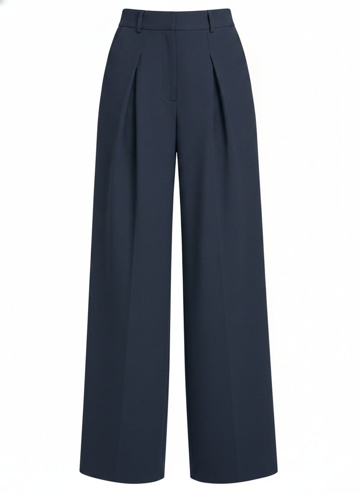 Women's Wide Leg Trousers - High Waist Deep-Fold Pleats