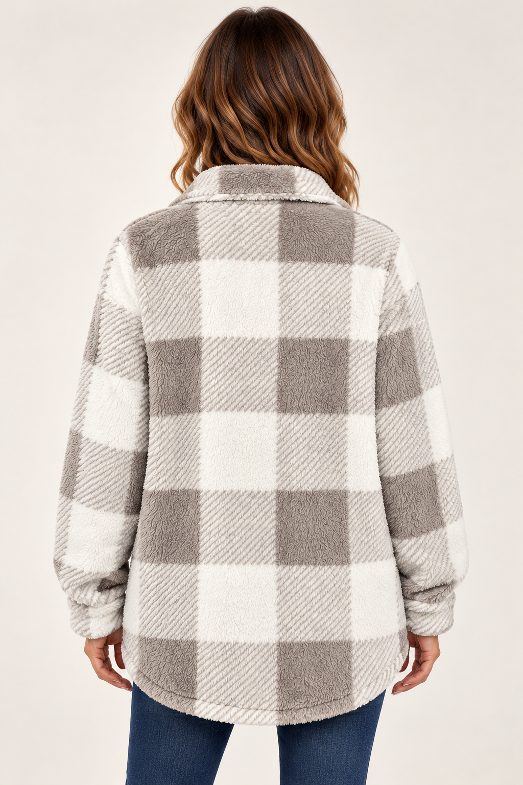 Women's Check Jacket Grey 03 Back
