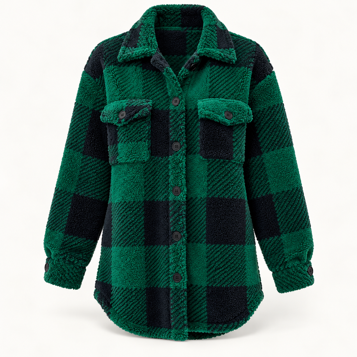 Women's Check Jacket Dark Green Ghost Mannequin Front View