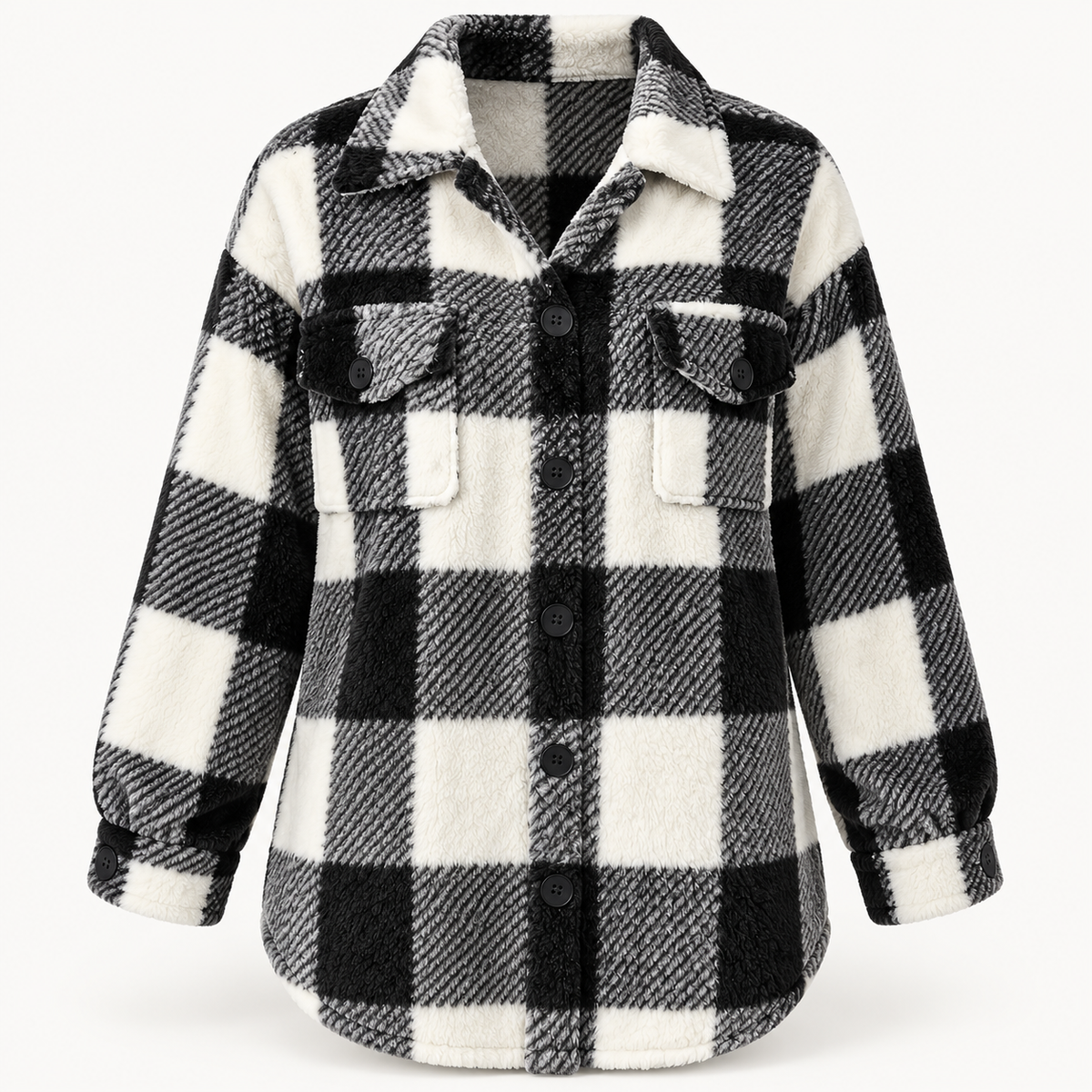 Women's Check Jacket Black Ghost Mannequin Front View