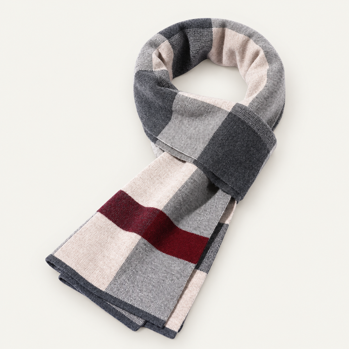 Beige check scarf
