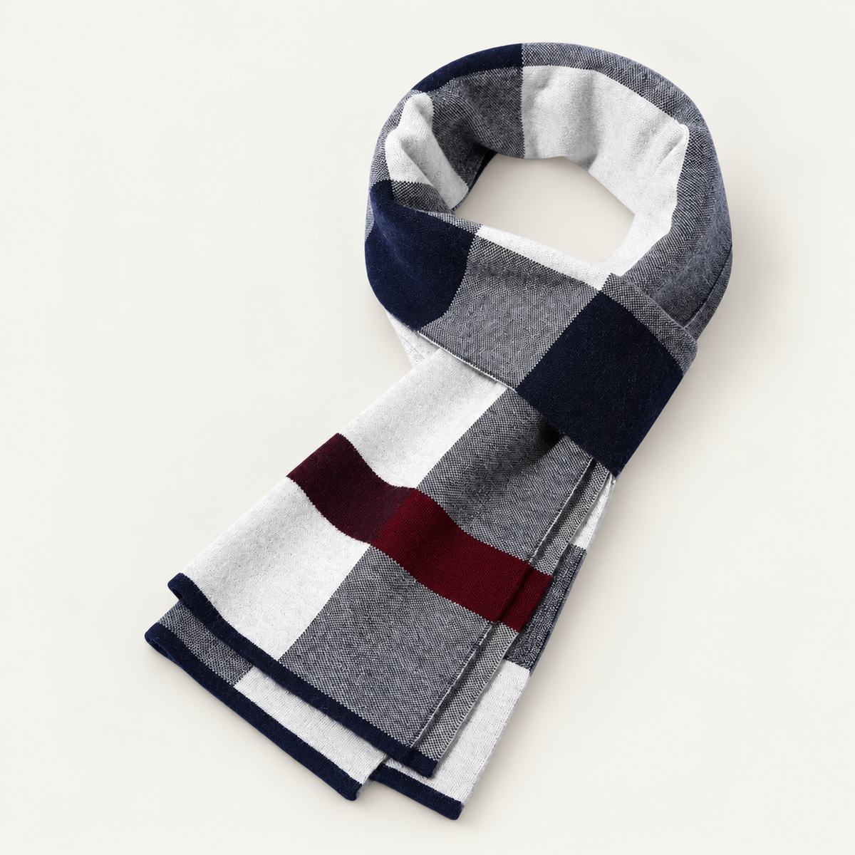 Blue check scarf