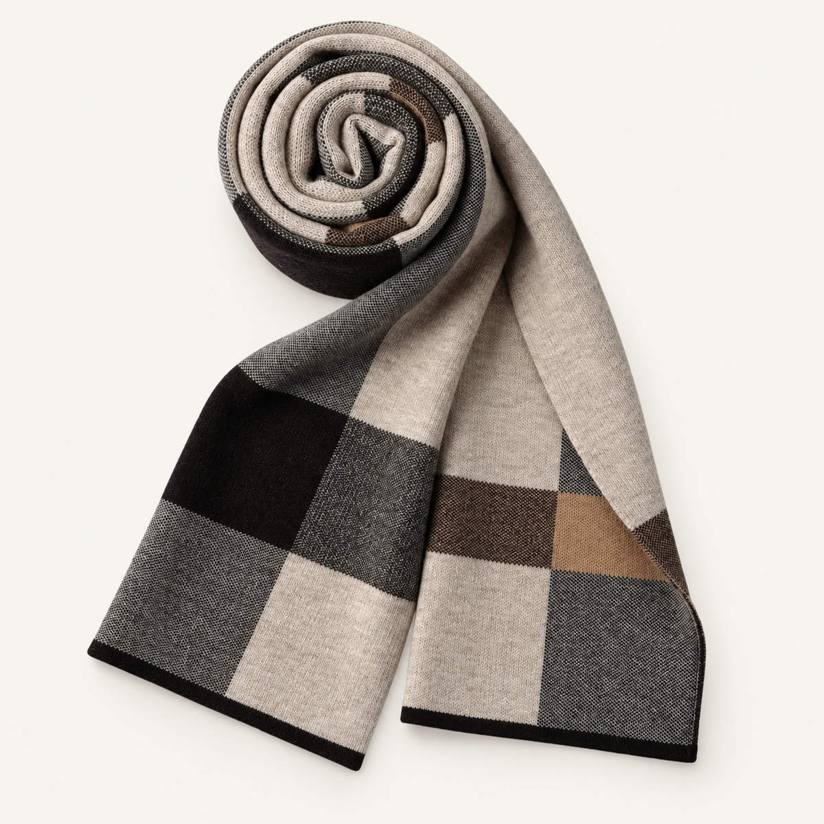 Khaki check scarf