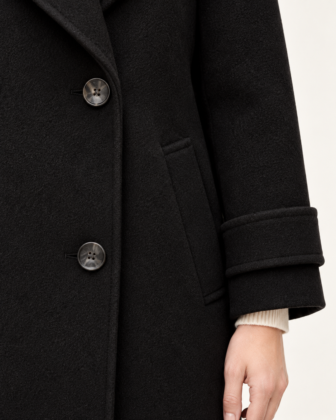 Harevi women's double breasted coat - Black - Detail