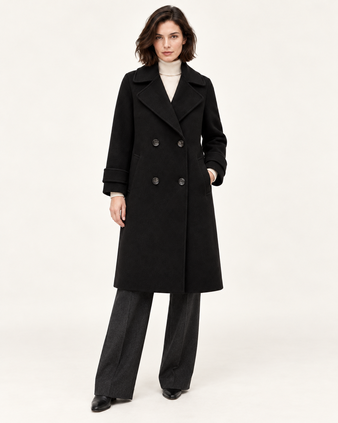 Harevi women's double breasted coat - Black - Relaxed