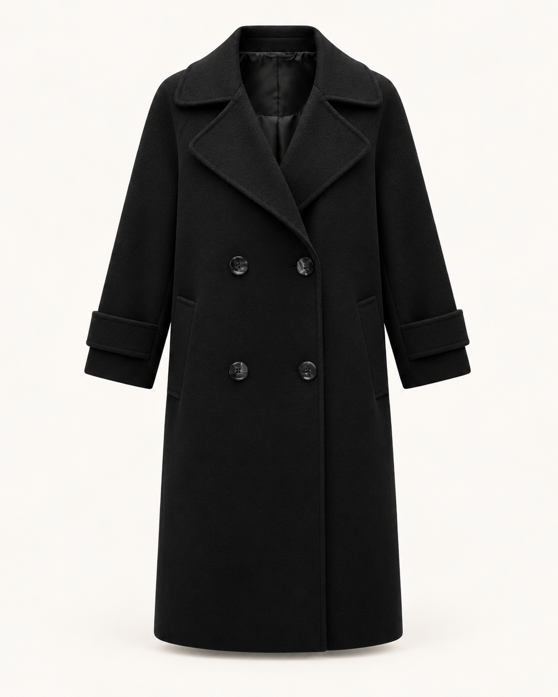 Women's double breasted coat - Black - product front