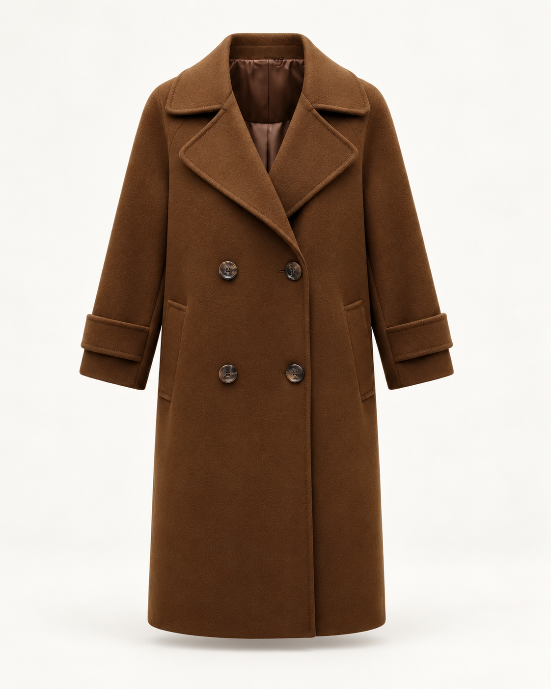 Women's double breasted coat - Khaki - product front
