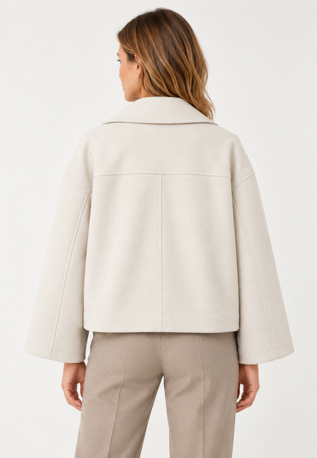 Women's Double Breasted Jacket Beige 03 Back