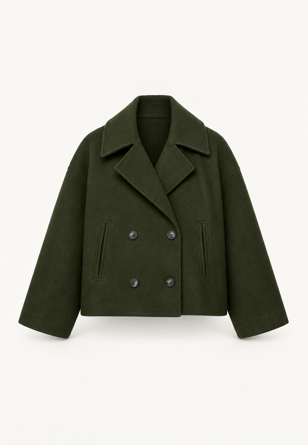 Women's Double Breasted Jacket Green Ghost Mannequin Front View