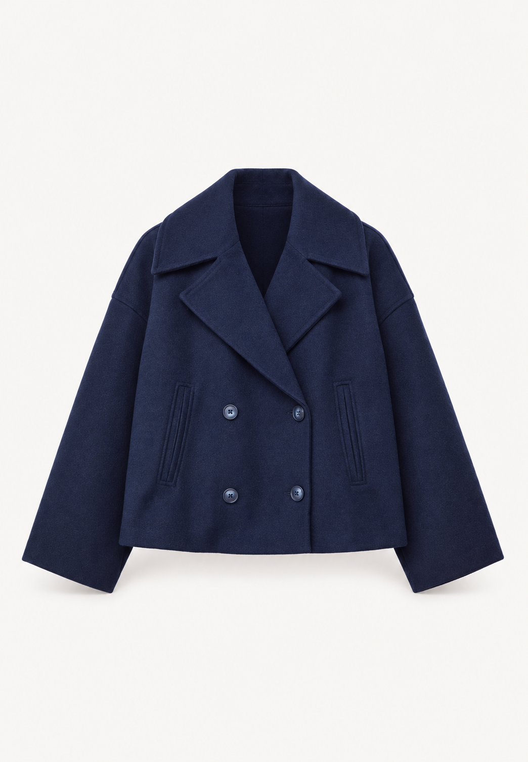 Women's Double Breasted Jacket Navy Ghost Mannequin Front View