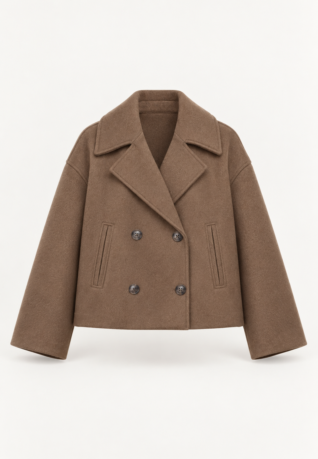 Women's Double Breasted Jacket Brown Ghost Mannequin Front View