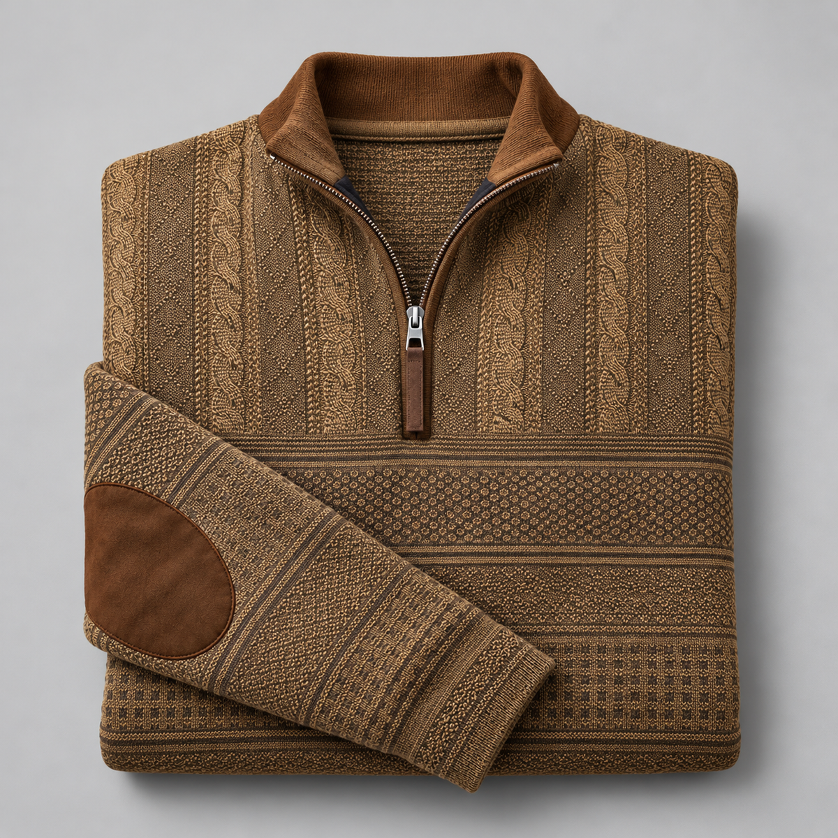 Half zip jumper - Light Brown Folded