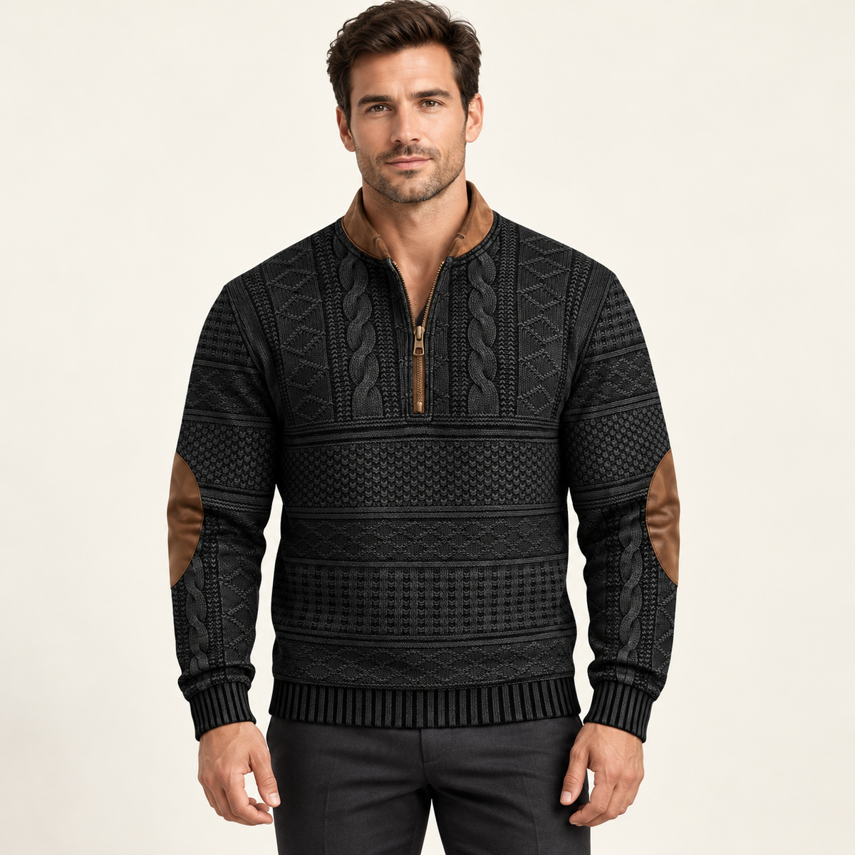 Harevi half zip jumper on model – 01-front