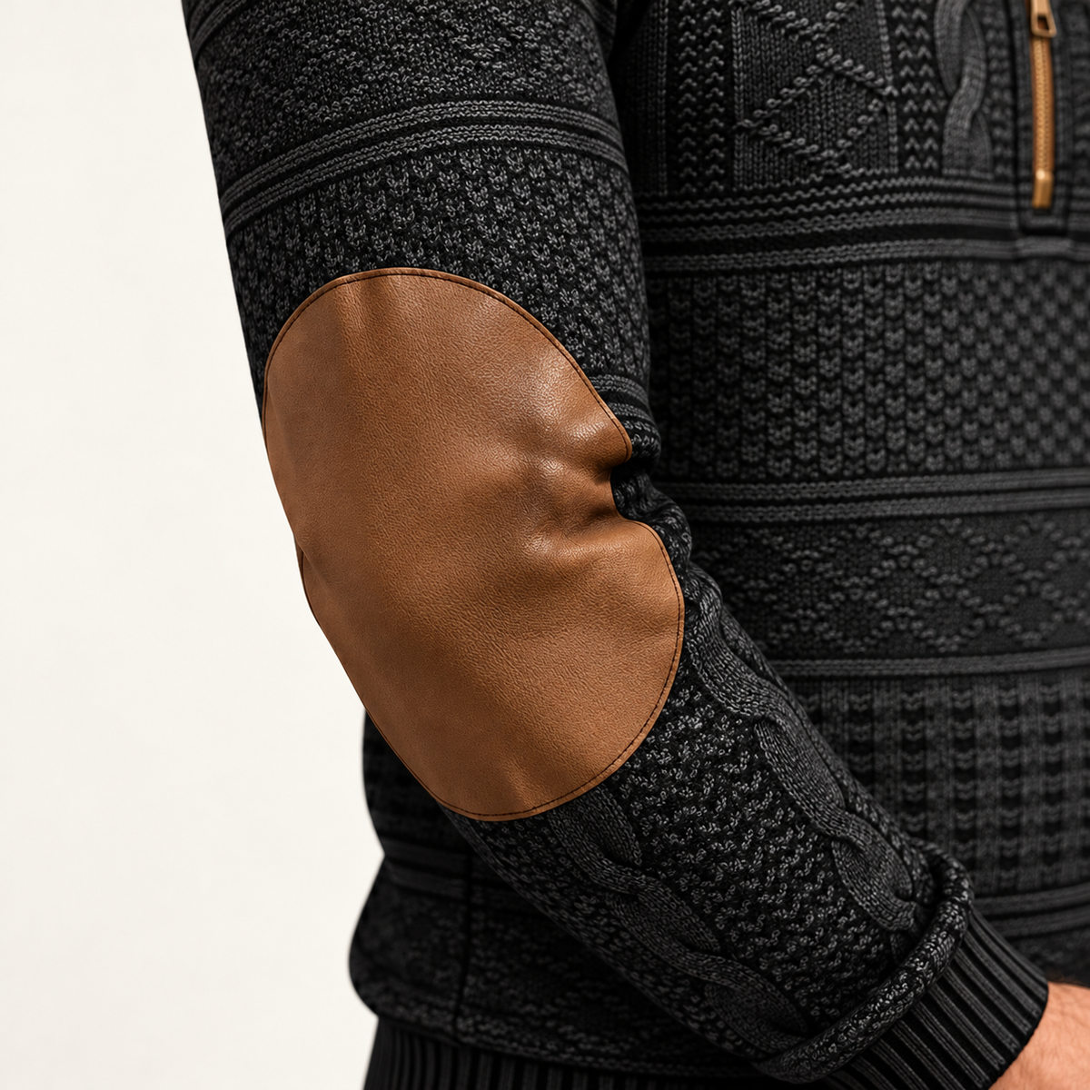 Harevi half zip jumper on model – 06-detail