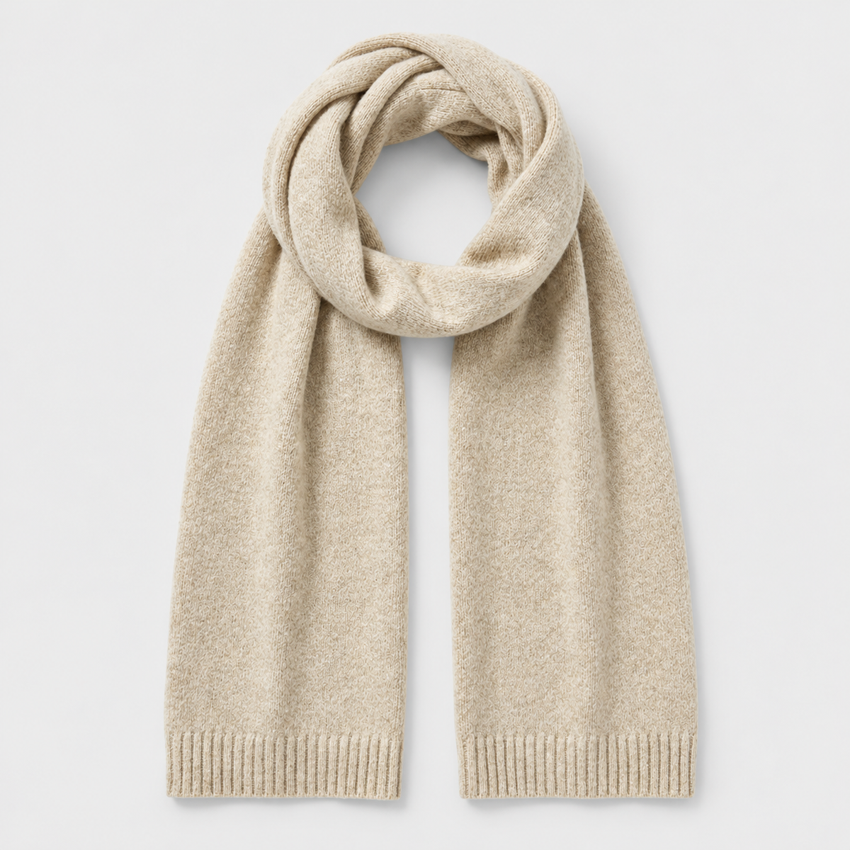 Beige knit scarf - full view