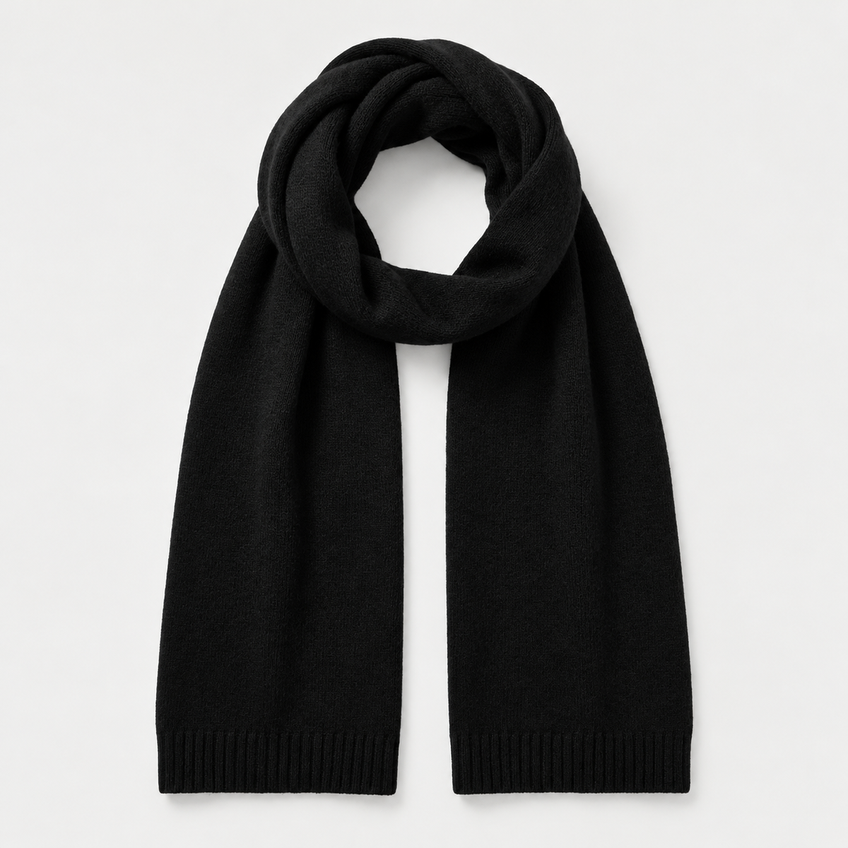 Black knit scarf - full view