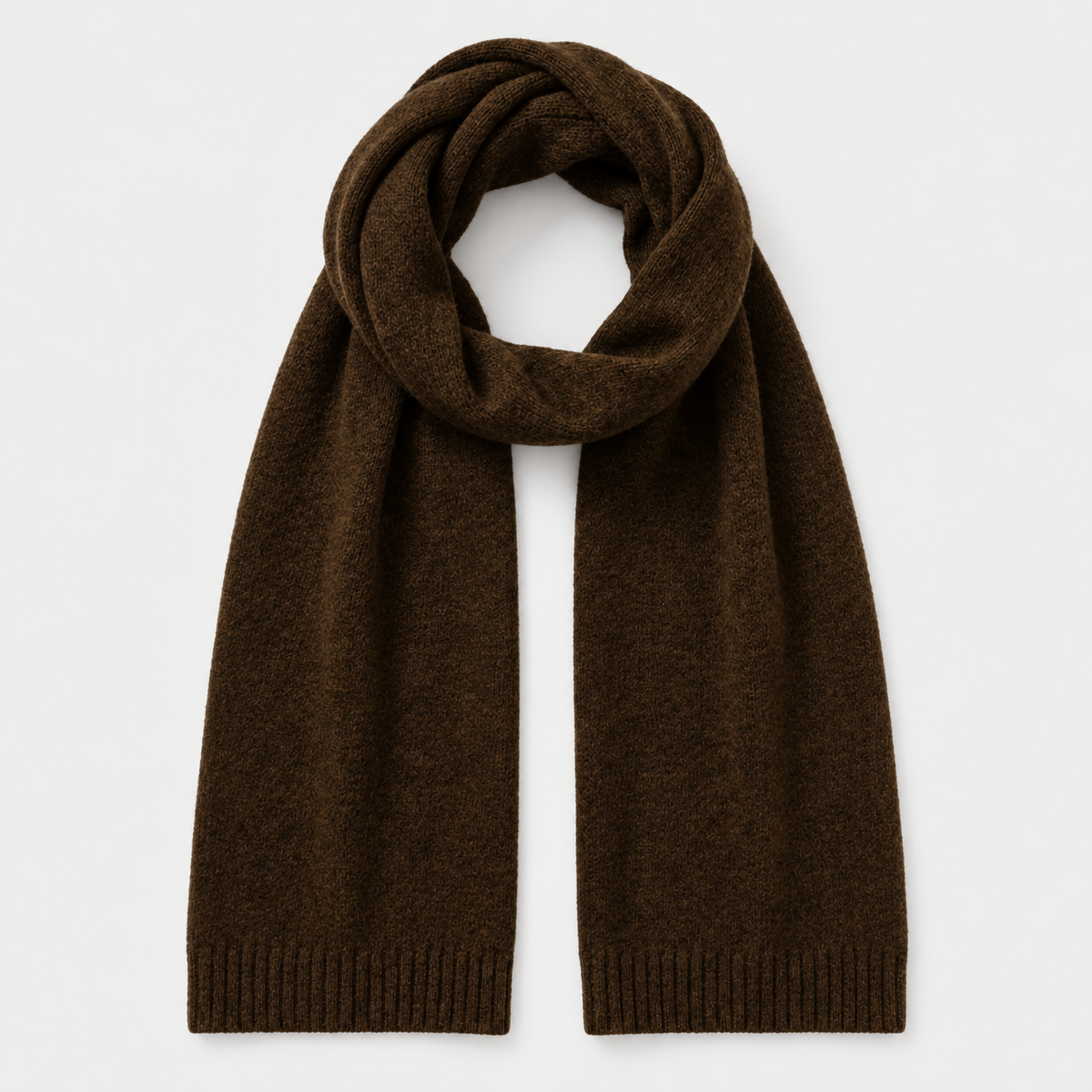 Dark Brown knit scarf - full view