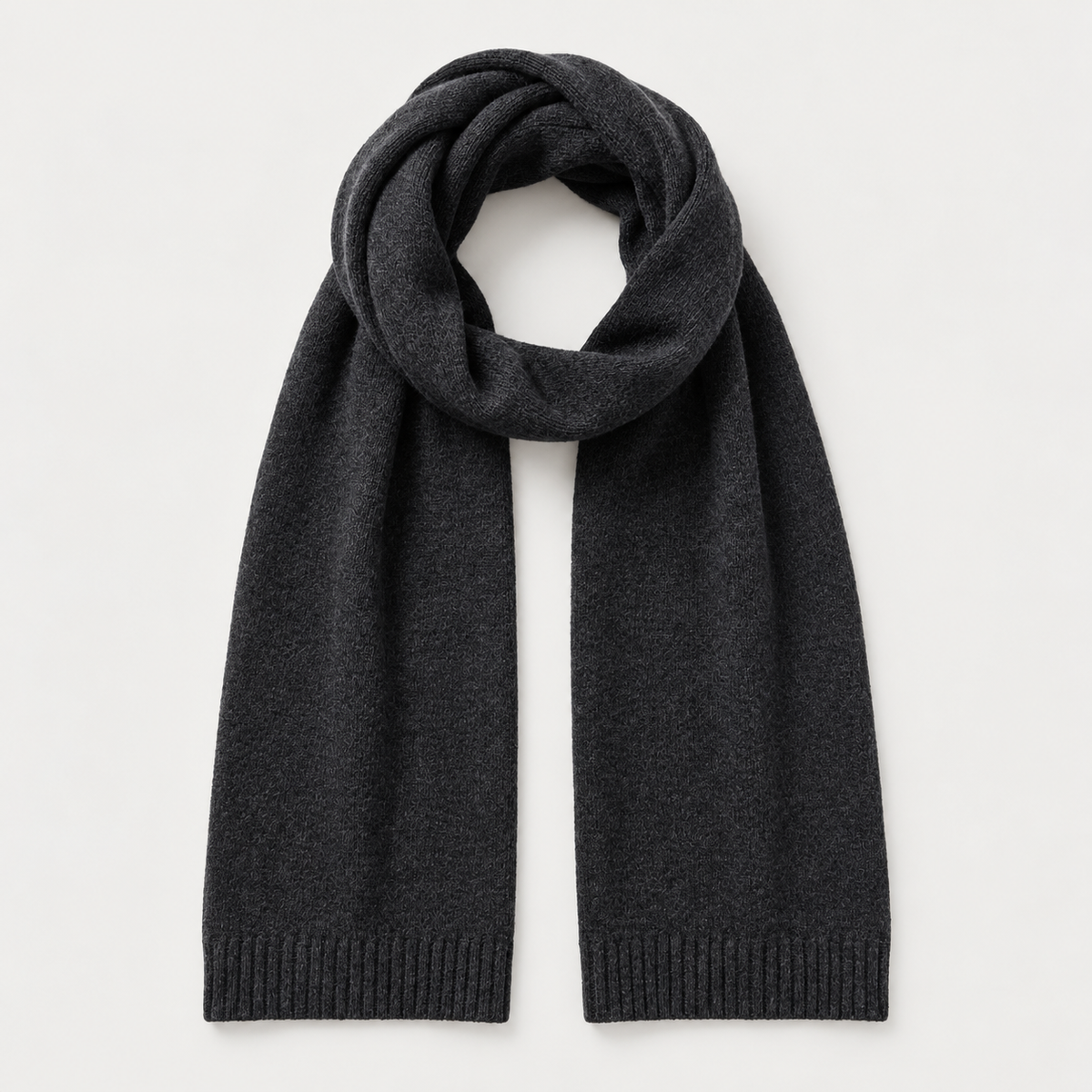 Dark Grey knit scarf - full view