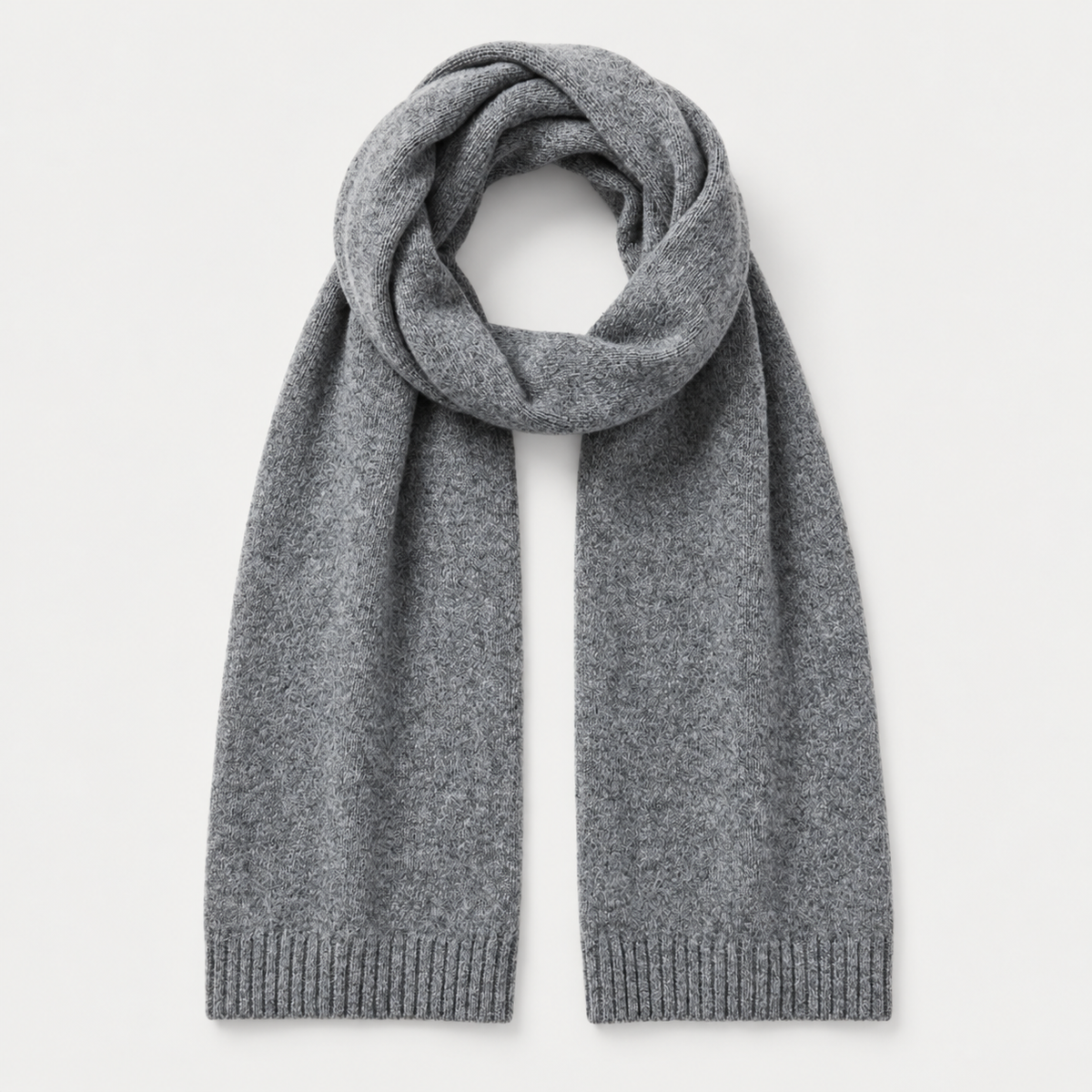 Light Grey knit scarf - full view