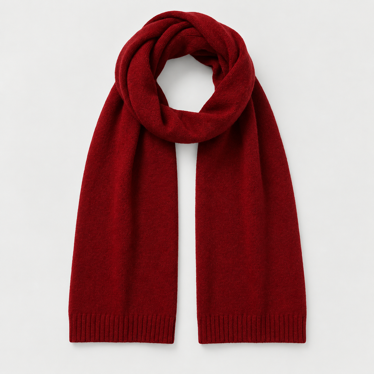 Red knit scarf - full view