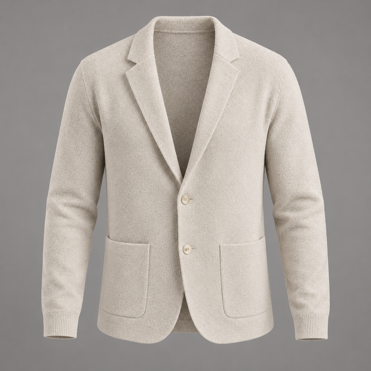 Apricot lapel knit cardigan - front
