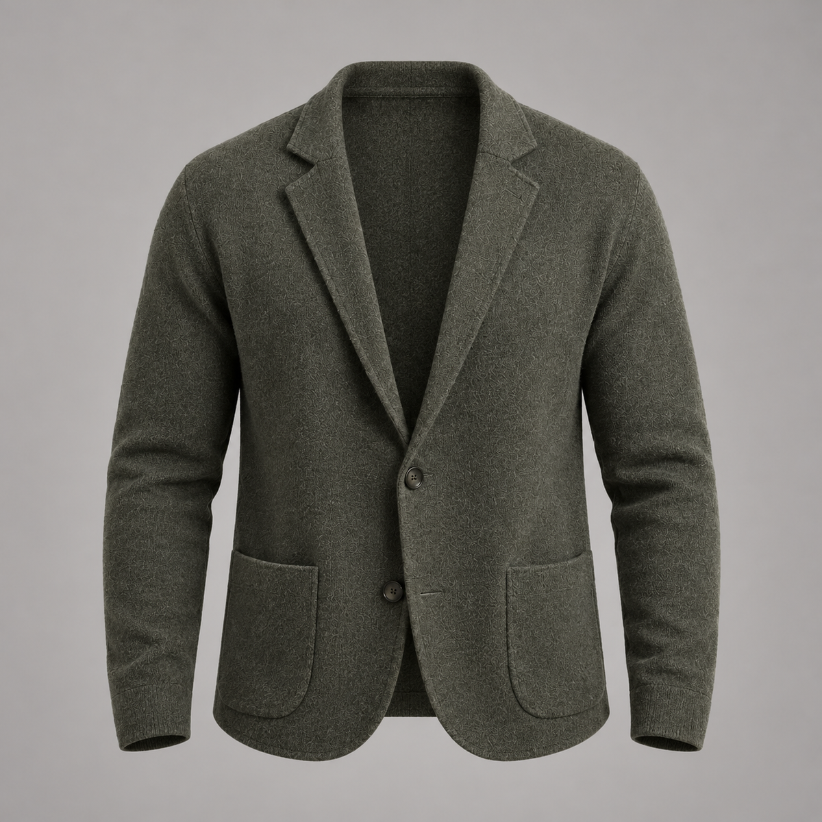 Army Green lapel knit cardigan - front
