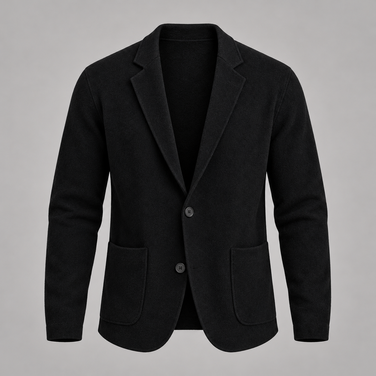 Black lapel knit cardigan - front
