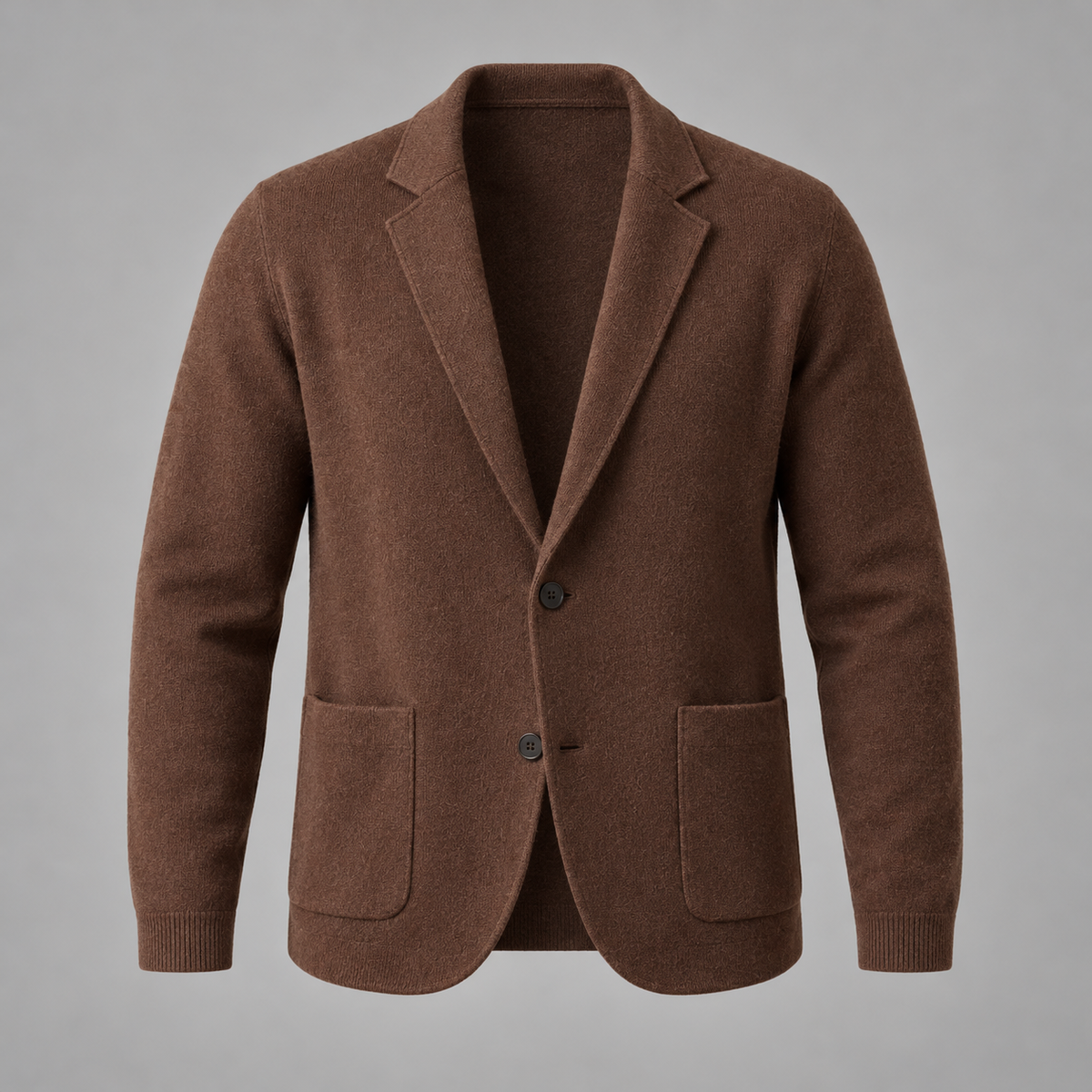 Brown lapel knit cardigan - front