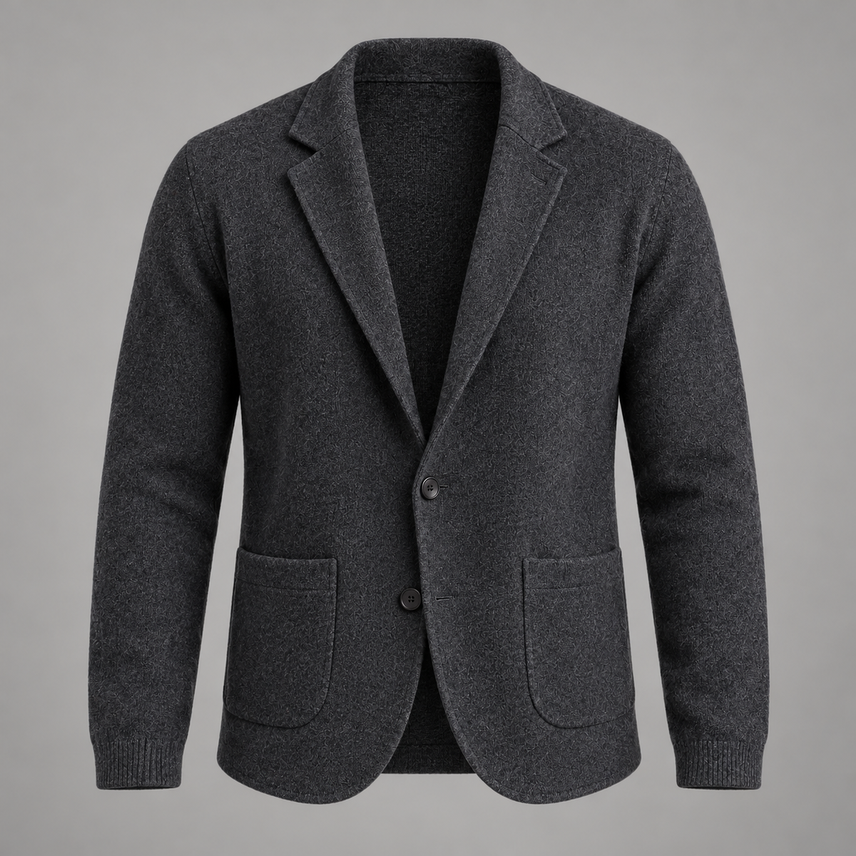 Dark Grey lapel knit cardigan - front