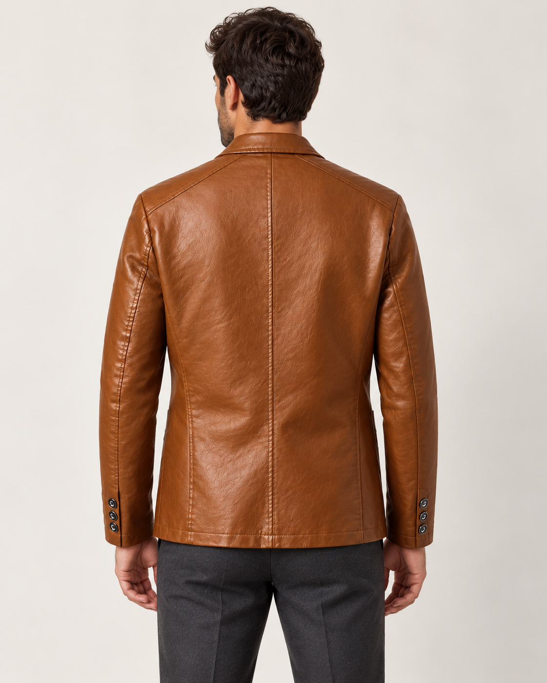 Men's blazer in brown, back view