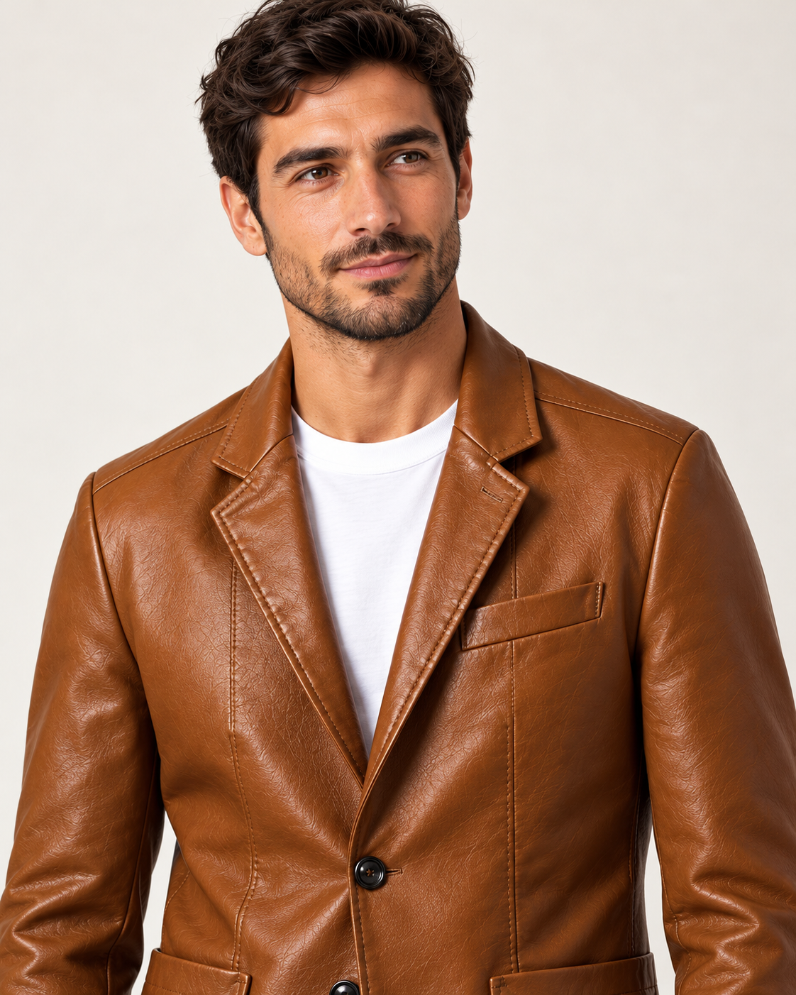 Men's blazer in brown, collar close-up