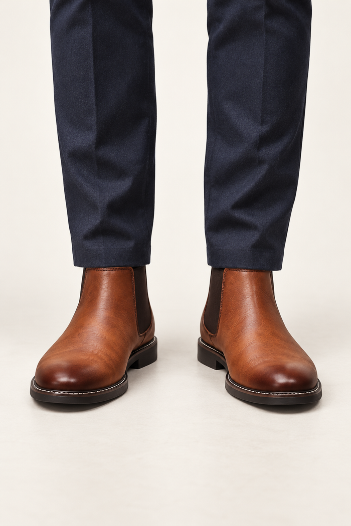 Men's Chelsea Boots Brown front on model