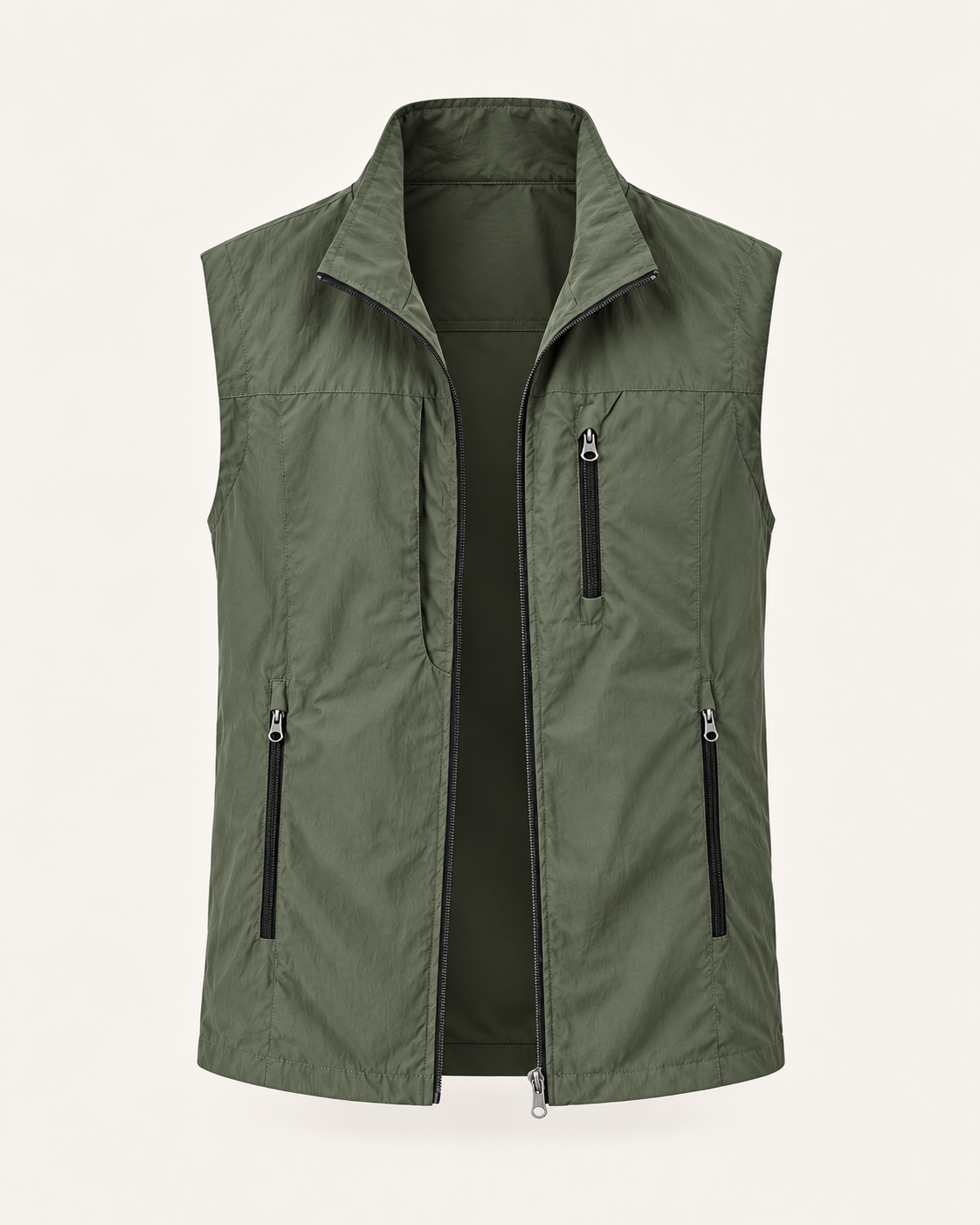Men's gilet in green, product-only front view