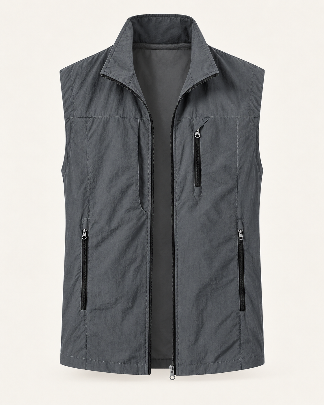 Men's gilet in grey, product-only front view