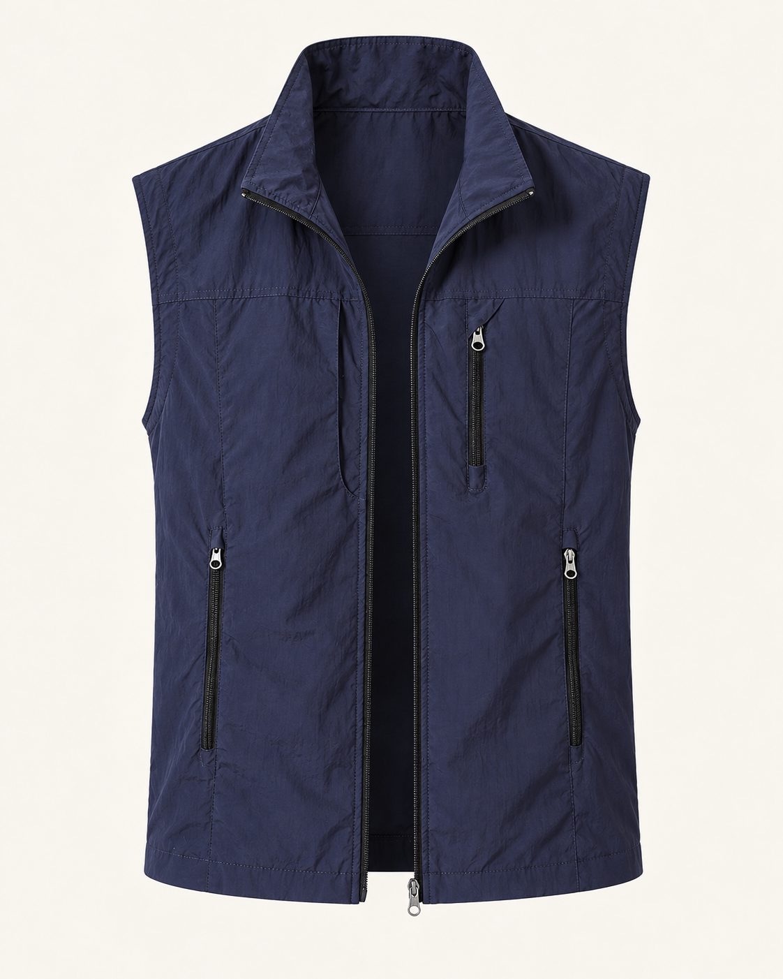 Men's gilet in navy, product-only front view