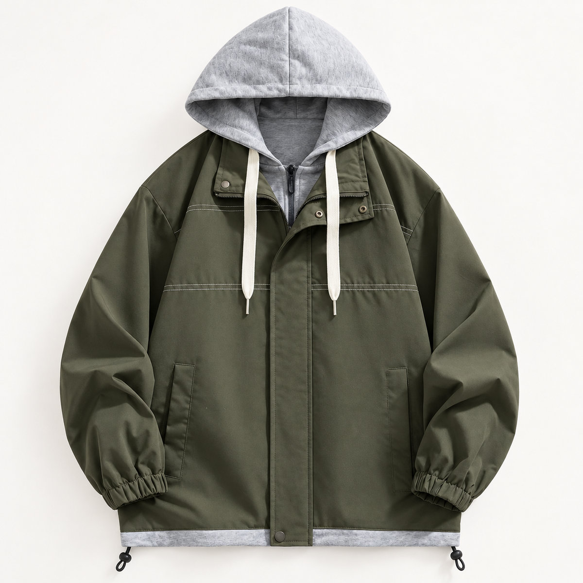 Men's hooded jacket in green, product view