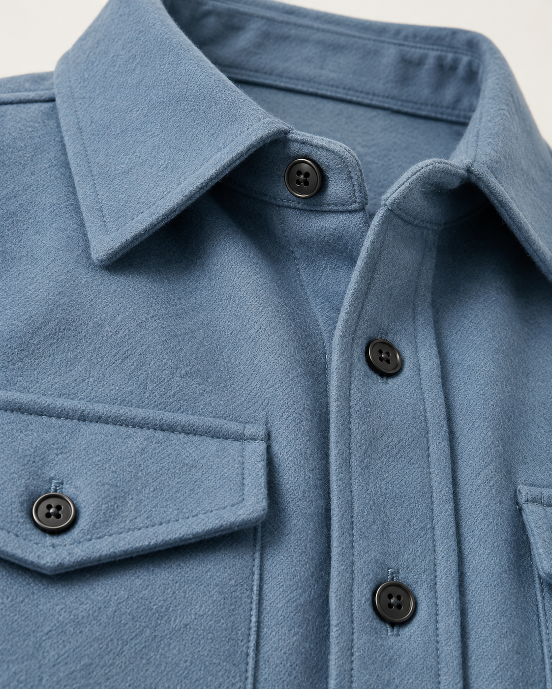 Men's overshirt jacket in light blue, detail view