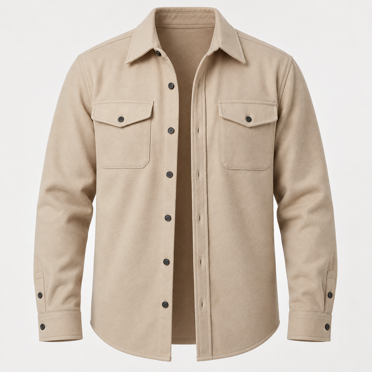 Men's overshirt jacket in beige, product view