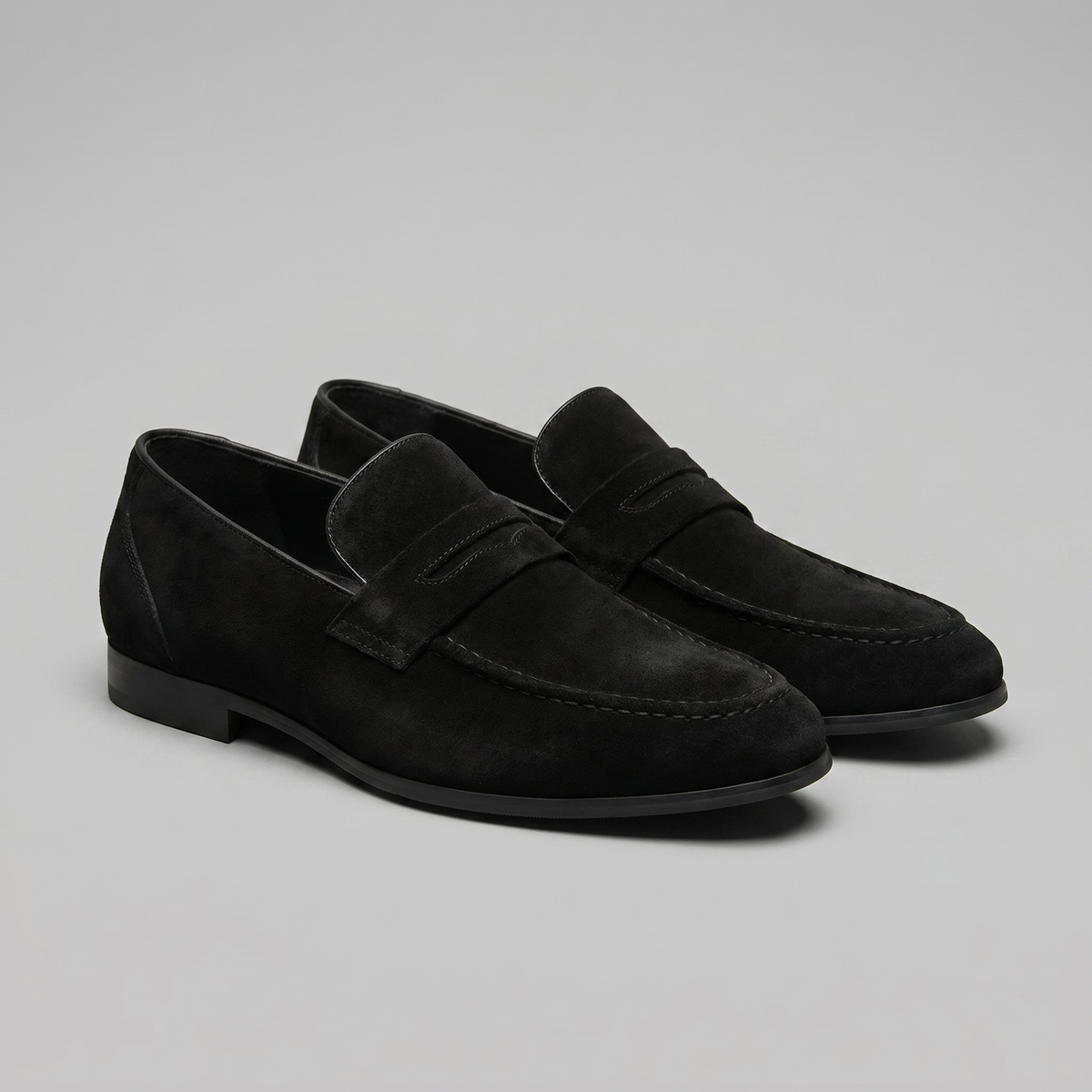 Men's faux suede penny loafers in black
