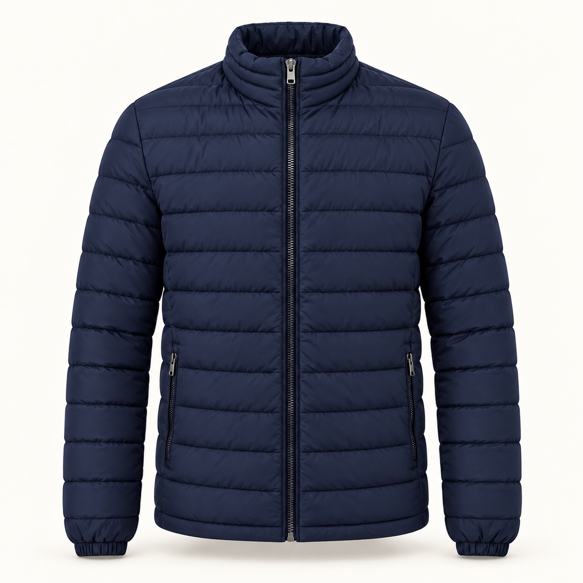 Men's lightweight puffer jacket in navy, product view