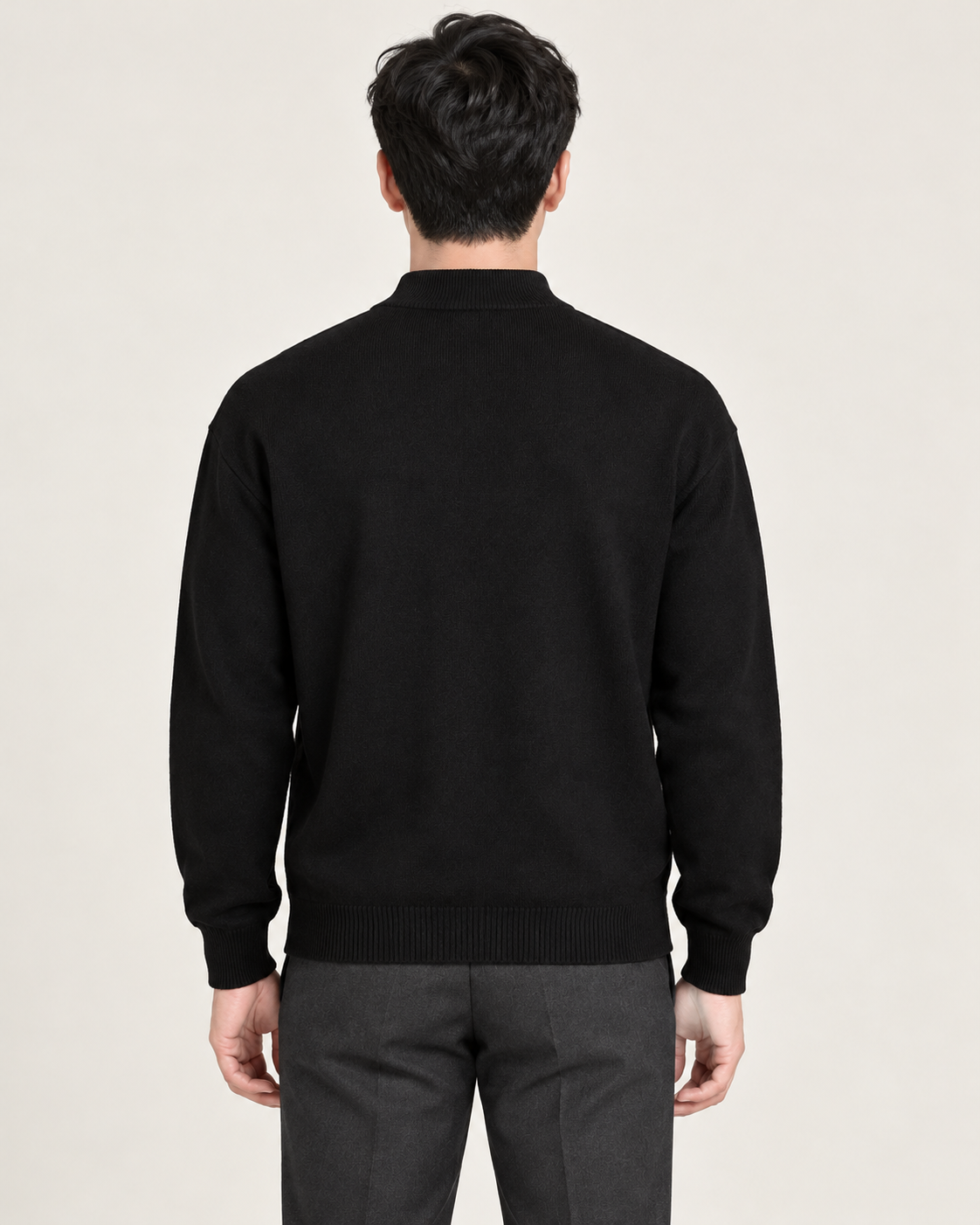 Men's knitted jumper in black, back view